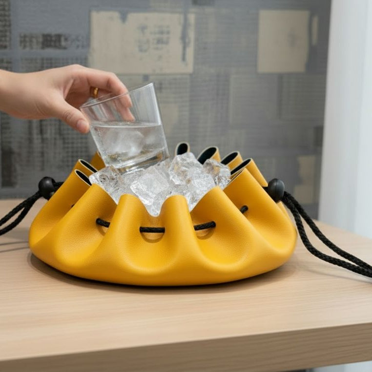 Cocktail ice bag in vegan leather - set of 2