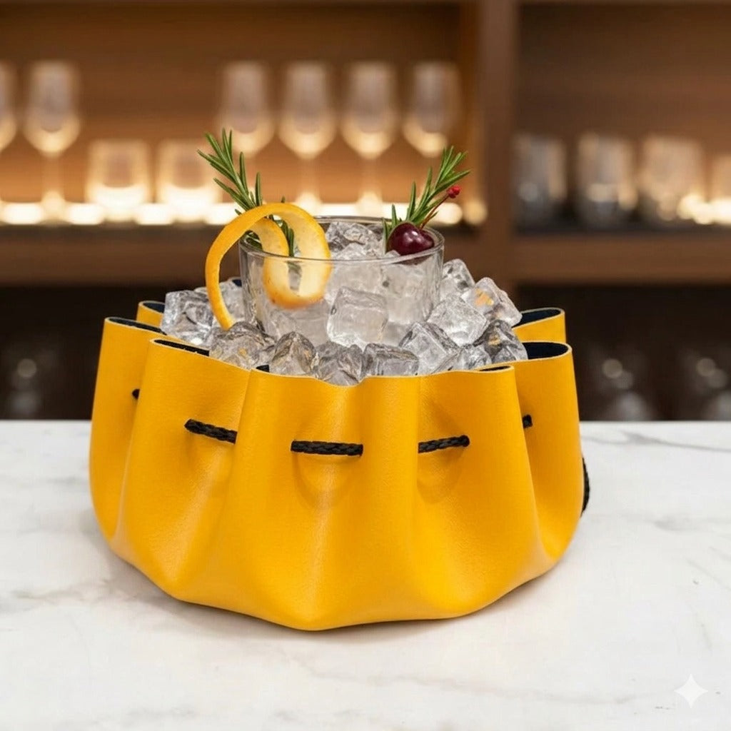 Cocktail ice bag in vegan leather - set of 2