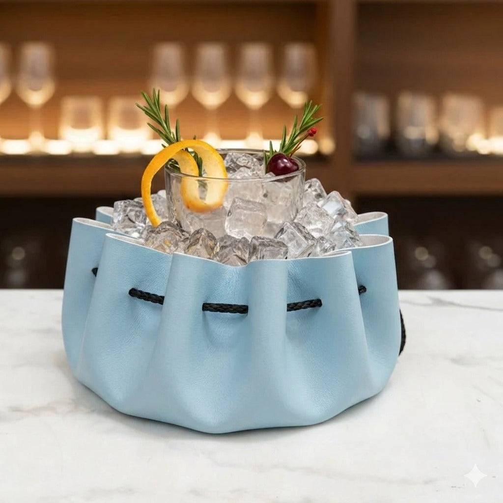 Cocktail ice bag in vegan leather - set of 2
