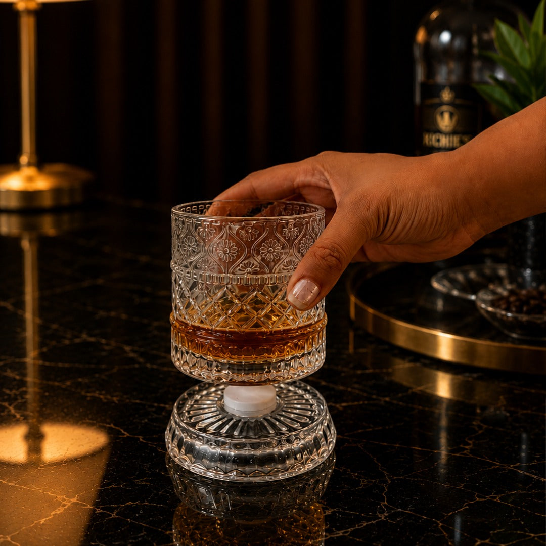 Rotatable whiskey glass - set of 6