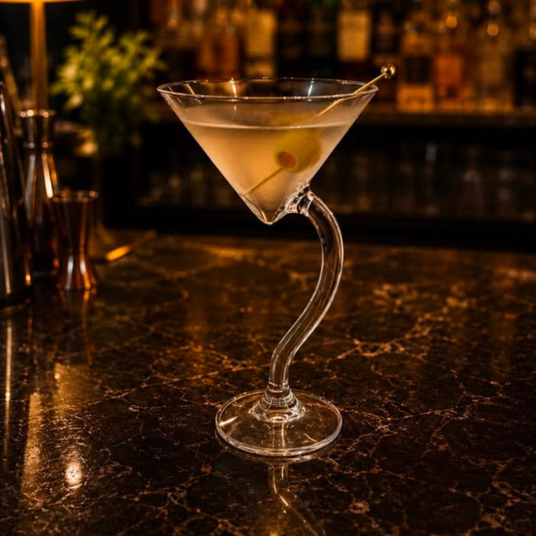 Handcrafted Curved Martini Glass - Set Of 2