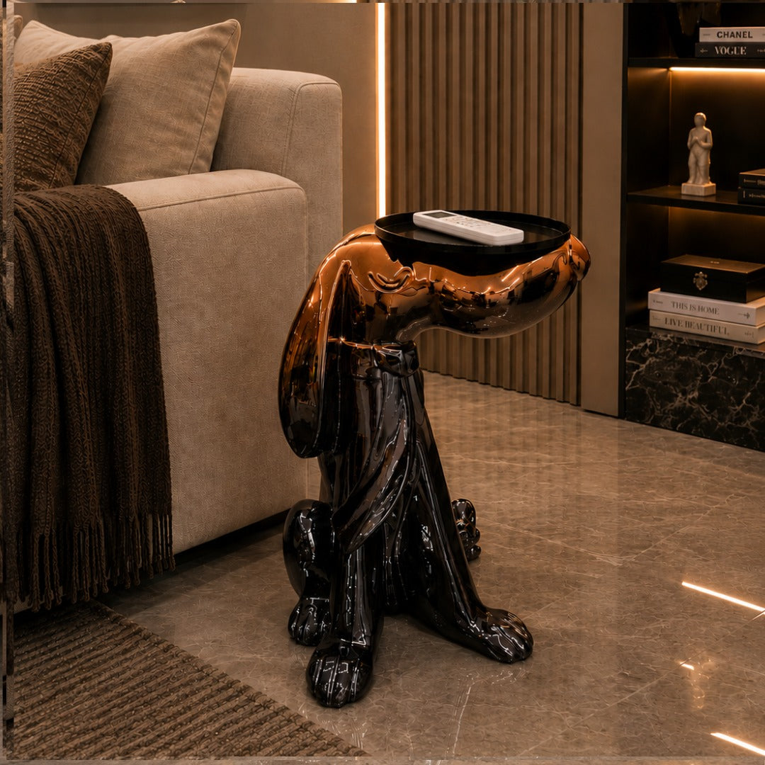 Glossy Black Dog-Shaped Bar Stand - Imported