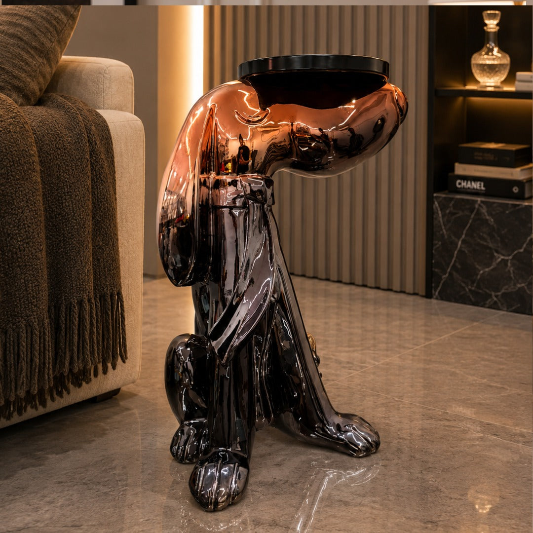 Glossy Black Dog-Shaped Bar Stand - Imported
