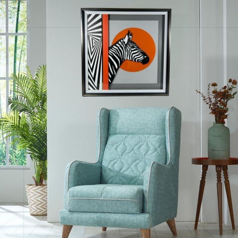 ZEBRA WALL ART WITH FRAME - HAND MADE - Smokey Cocktail