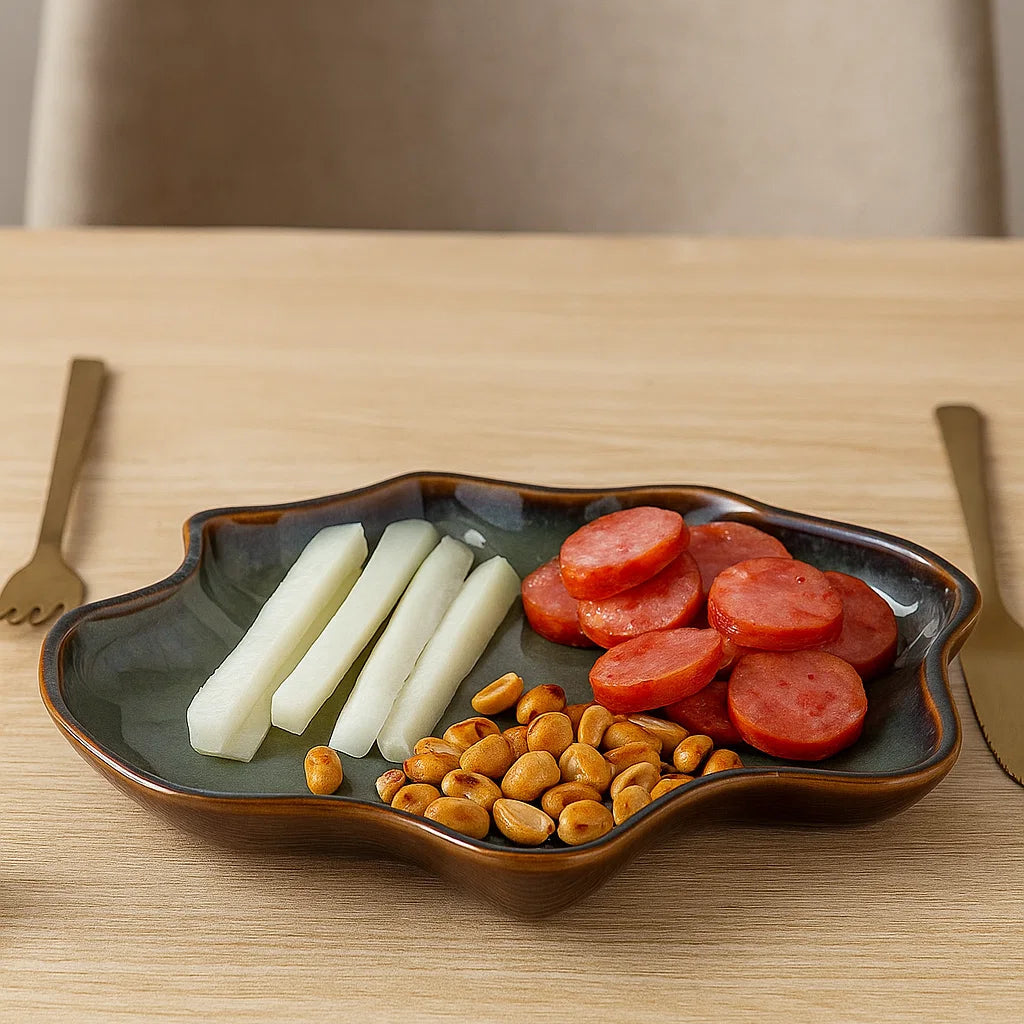 Handcrafted Zigzag Stoneware Platter