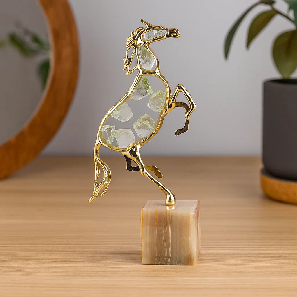 Metal Stone Running Horse