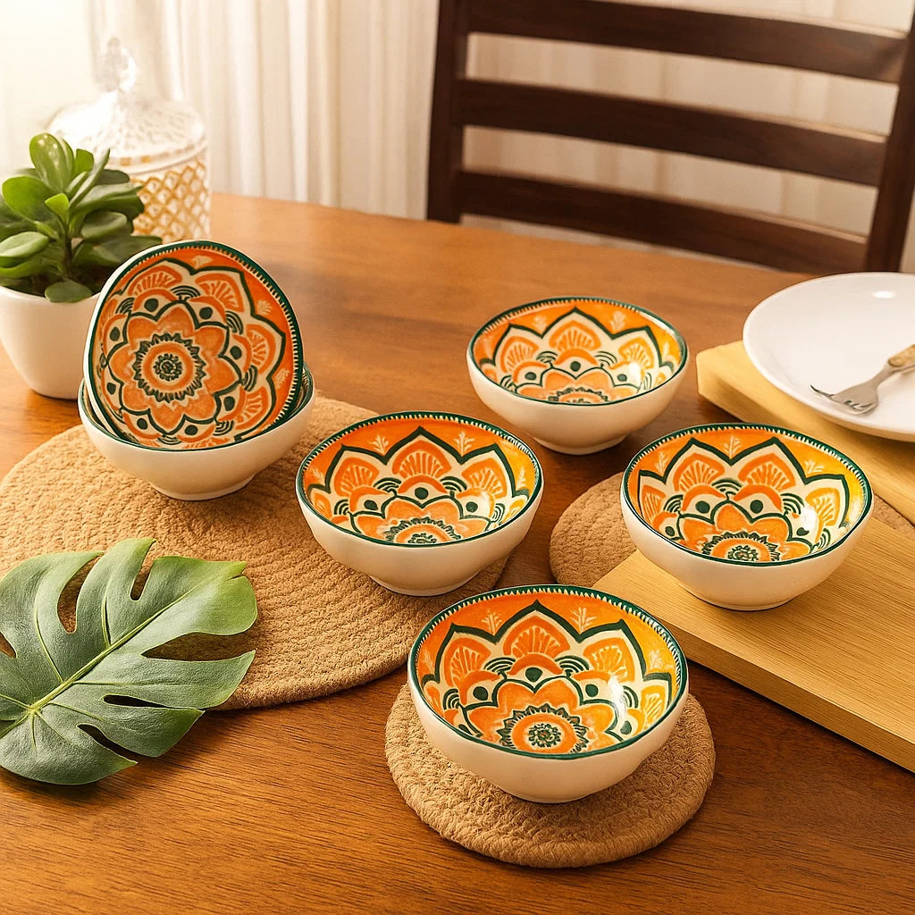 Ceramic Mandala Bowls - Set of 6 (100 ml)