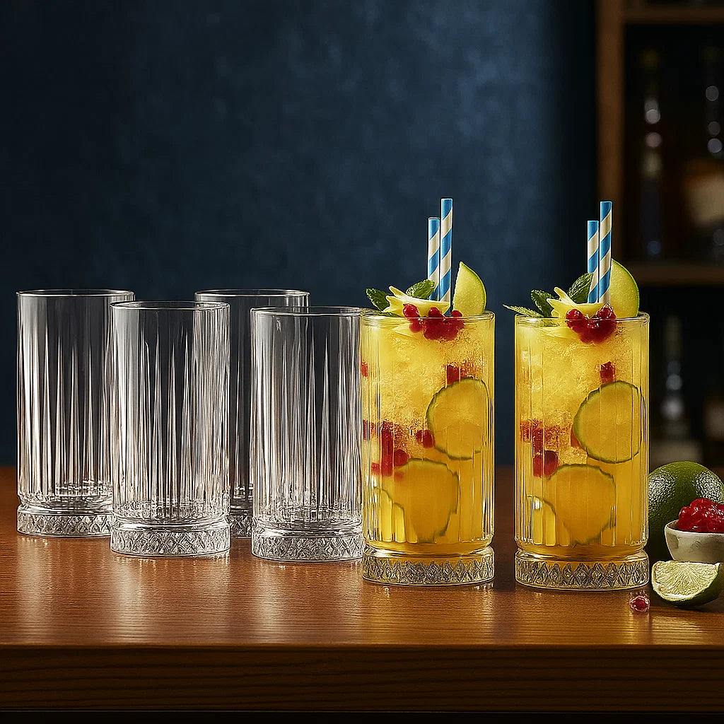 CRYSTAL TALL FLOW GEO GLASS-SET OF 6