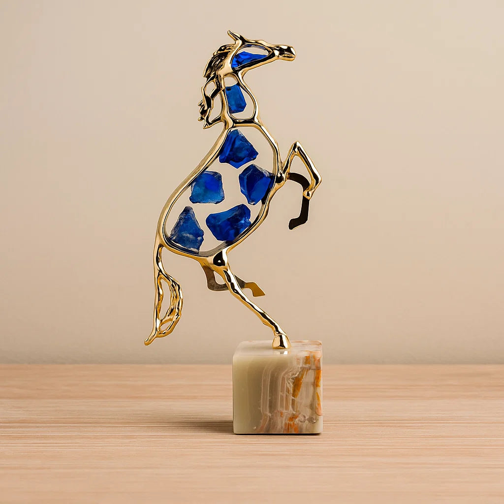 Metal Stone Running Horse