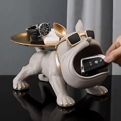 BULLDOG STORAGE BUTLER SCULPTURE - Smokey Cocktail