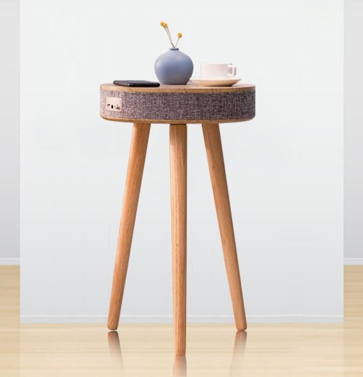 Side Table With Bluetooth Speaker And Wireless Mobile Charger