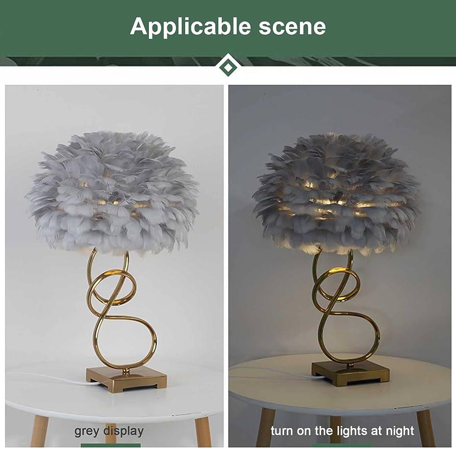 SPIRAL FEATHER TABLE LAMP - Smokey Cocktail