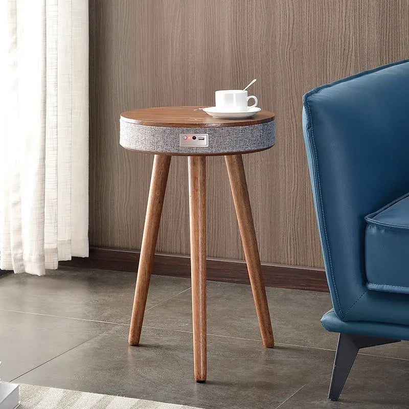 Side Table With Bluetooth Speaker And Wireless Mobile Charger