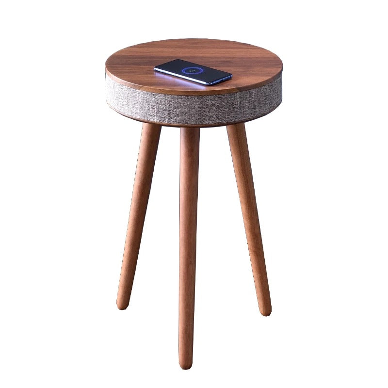 Side Table With Bluetooth Speaker And Wireless Mobile Charger