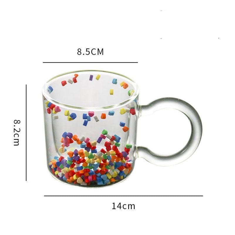 FLOATING HEART INSULATED DOUBLE GLASS MUG - Smokey Cocktail
