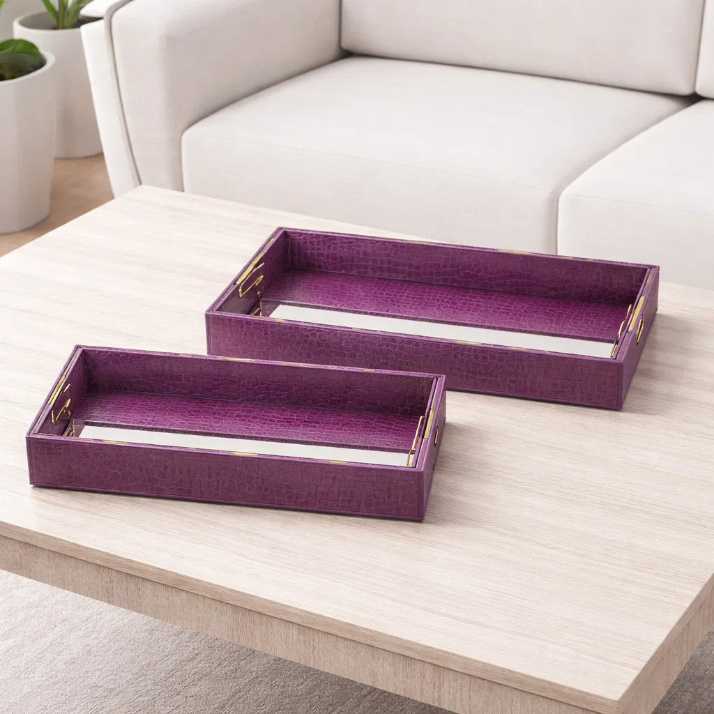 LEATHER TRAY & TISSUE HOLDER