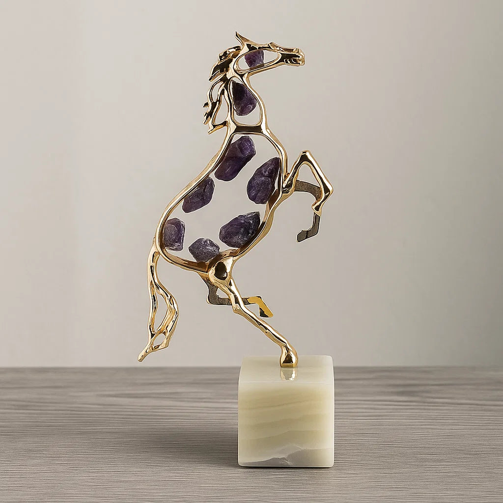 Metal Stone Running Horse