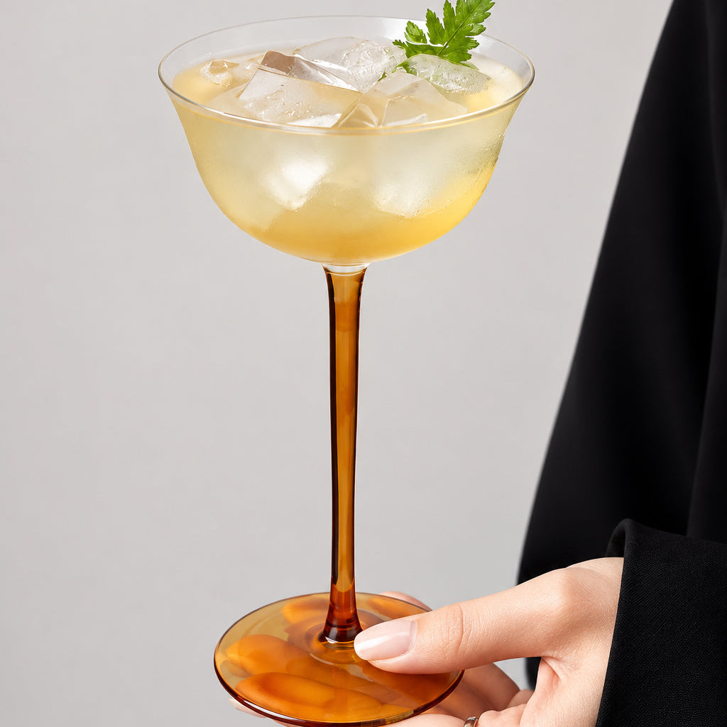 Amber Stem Coupe Cocktail Glass - Set Of 2