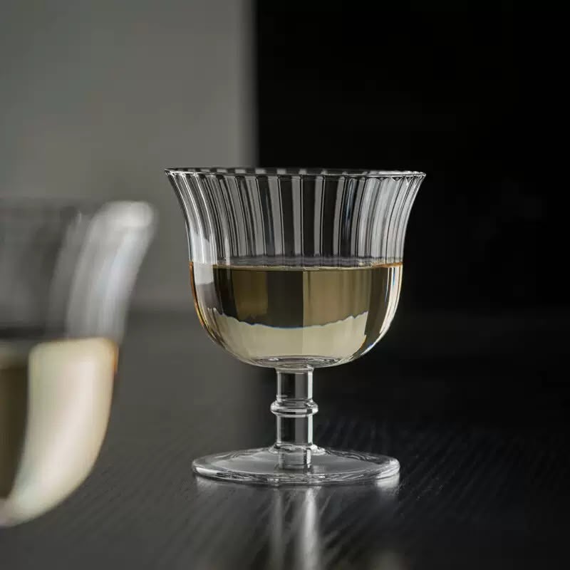 Ribbed Stemmed Wine Goblet - Set Of 2