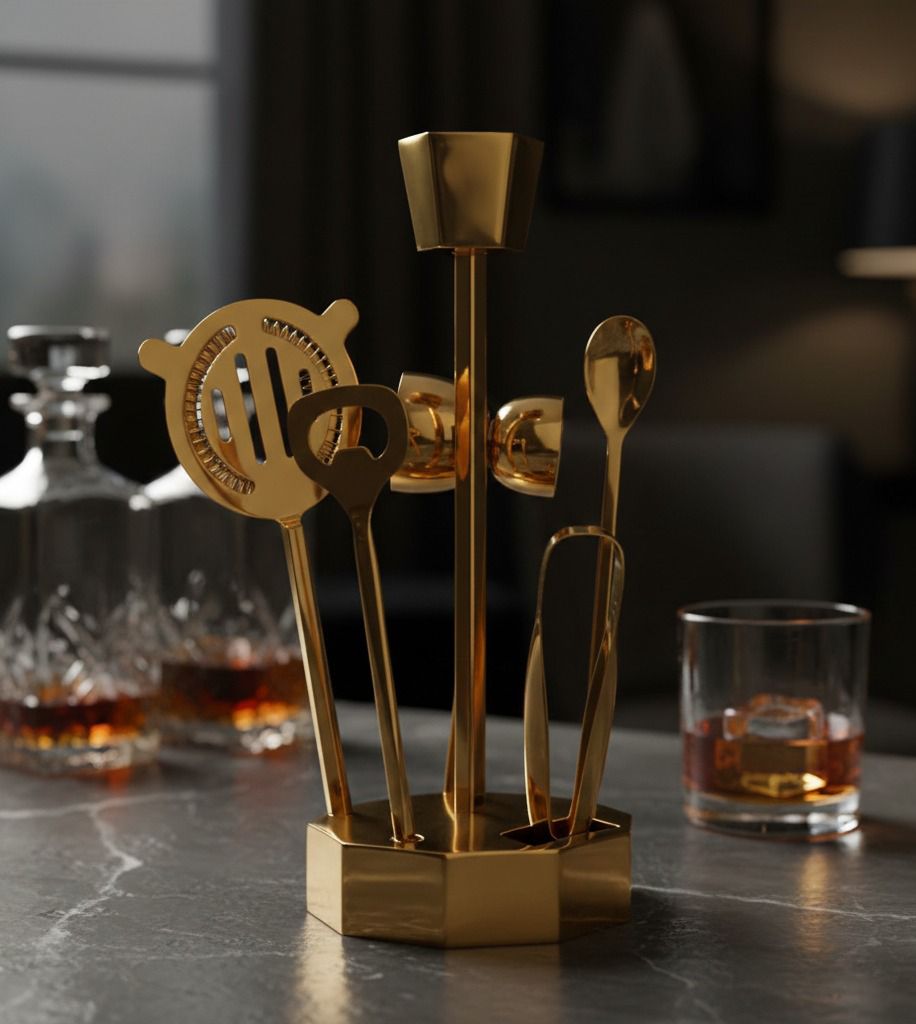 Premium 5-Piece Bar Set With Stand