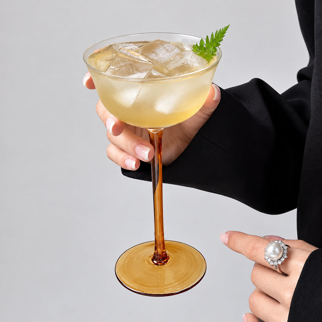 Amber Stem Coupe Cocktail Glass - Set Of 2