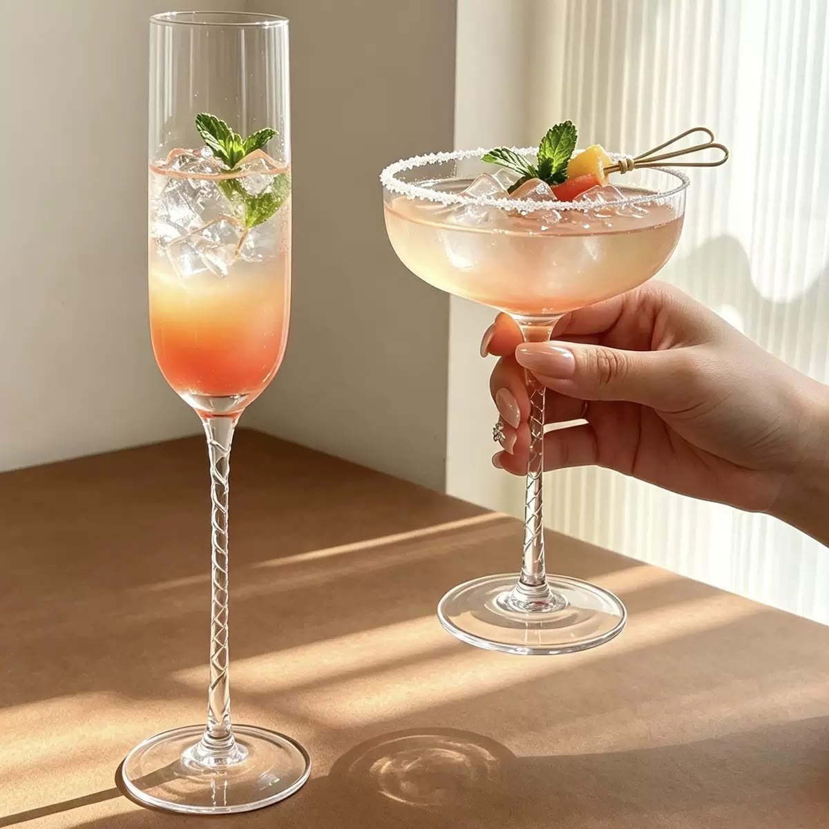 Twisted Stem Coupe Cocktail Glass - Set Of 2