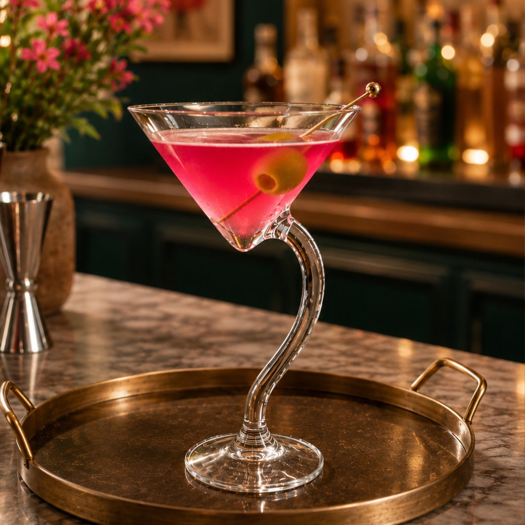 Handcrafted Curved Martini Glass - Set Of 2
