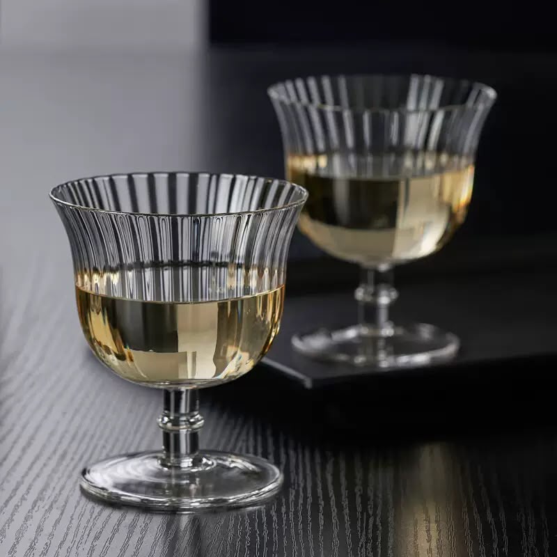Ribbed Stemmed Wine Goblet - Set Of 2