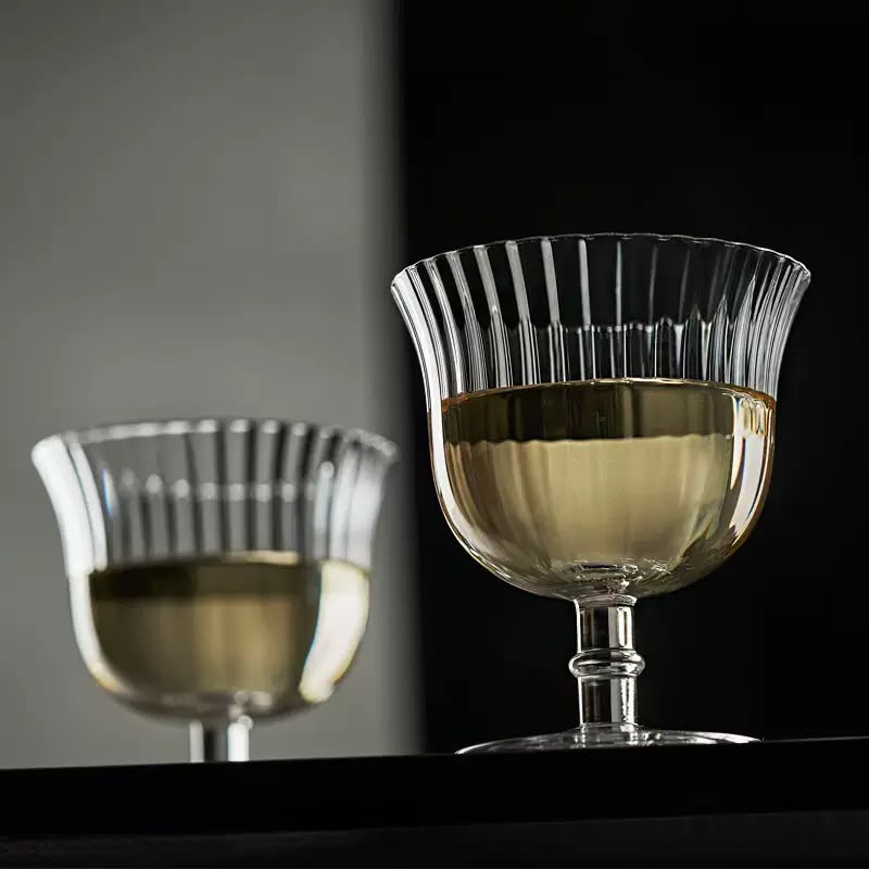 Ribbed Stemmed Wine Goblet - Set Of 2