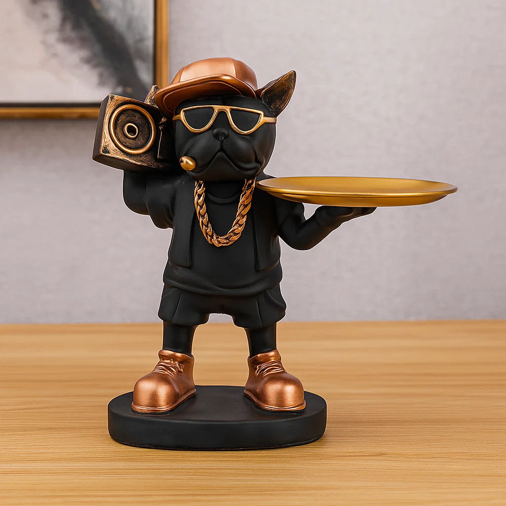 Hip-Hop Bulldog Decor with Tray