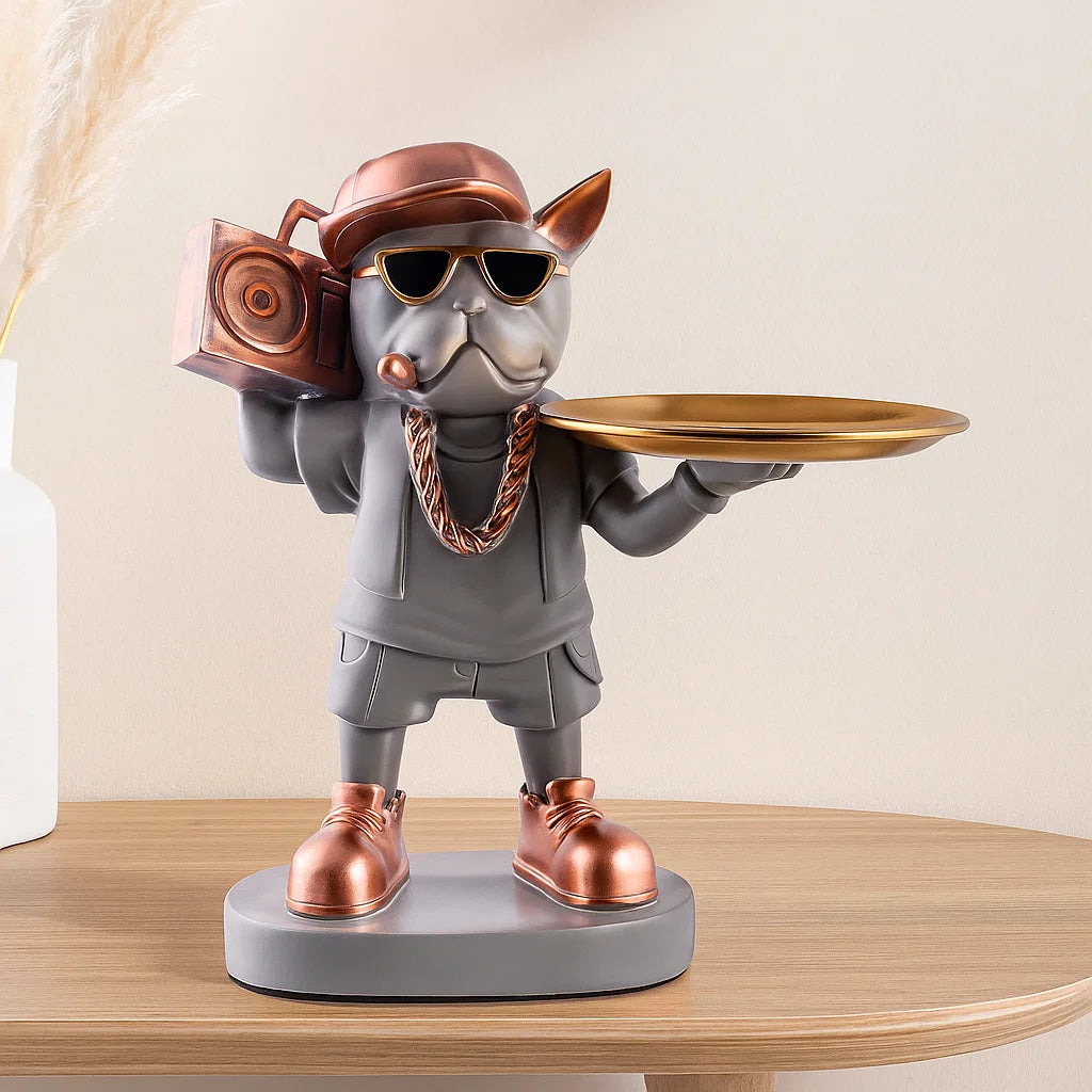 Hip-Hop Bulldog Decor with Tray