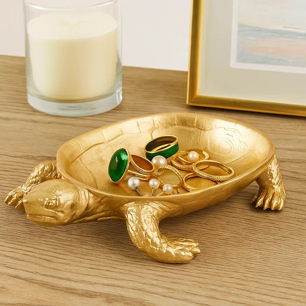 Golden Turtle Tray Sculpture