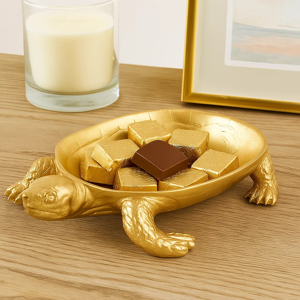 Golden Turtle Tray Sculpture