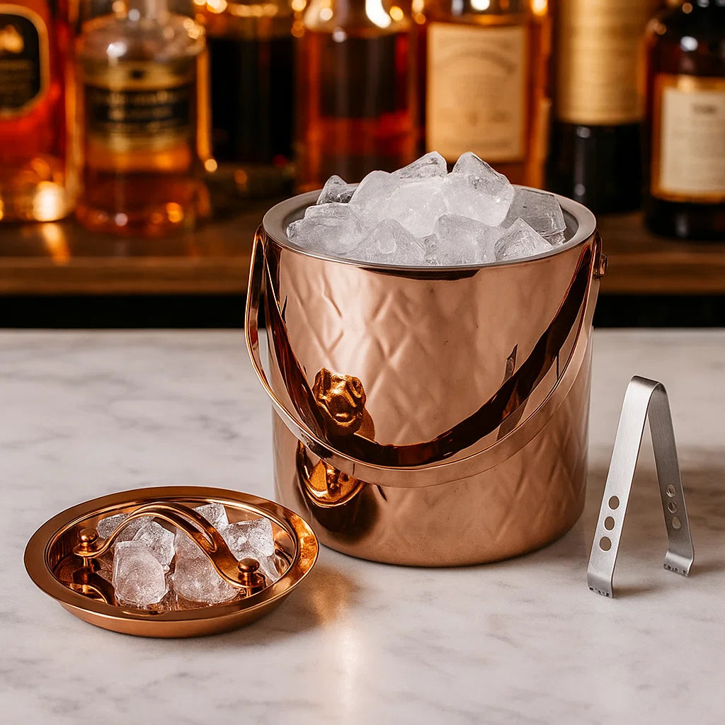 Modern Steel Chill Ice - Bucket With Tong