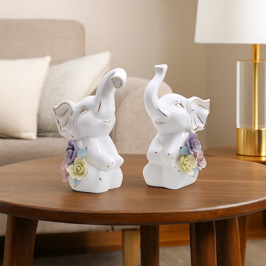 Twin Elephant Decor - Set Of 2