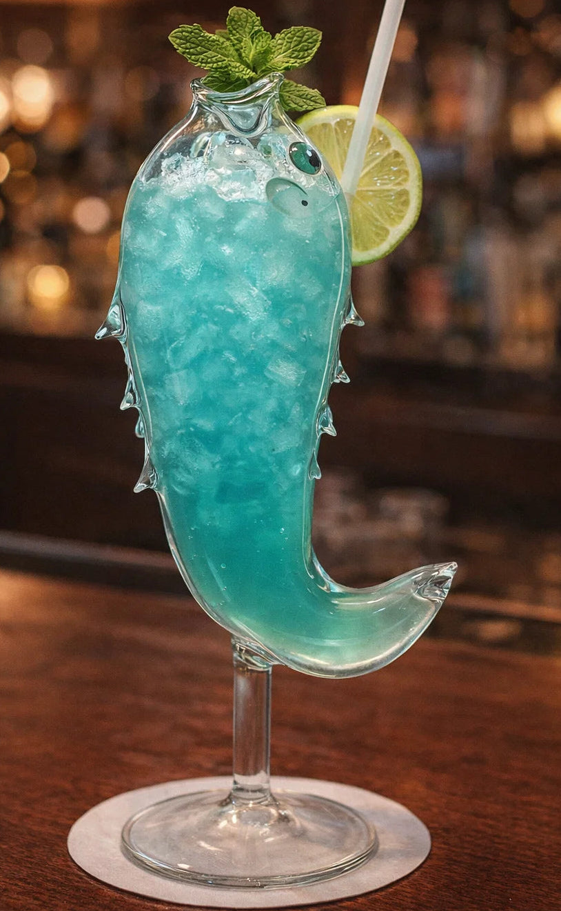 Handcrafted Fish Shape Cocktail Glass - Set Of 2