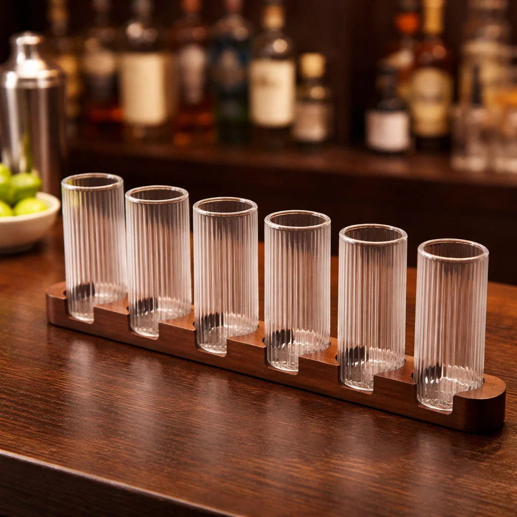 Shot Glass Set With Stand - 6 Pcs