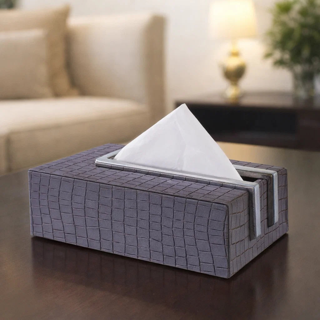 LEATHER TRAY & TISSUE HOLDER