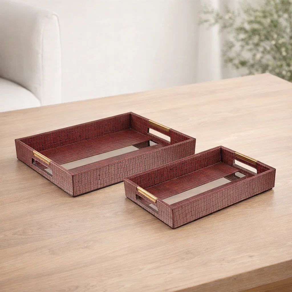 LEATHER TRAY & TISSUE HOLDER