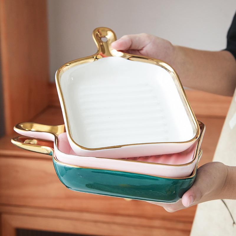 Ribbed Ceramic Platter - Smokey Cocktail