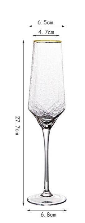 "wine glass | HEXAGONAL CHAMPAGNE GLASS WITH GOLD RIM - SET OF 2 "