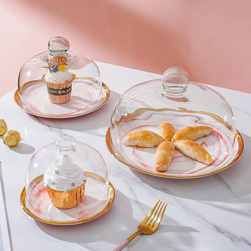 Plate with glass dome price | GLAZE MARBLE CERAMIC PLATE WITH GLASS DOME