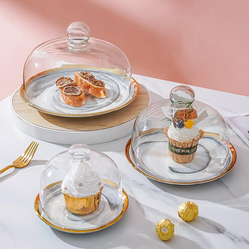 Plate with glass dome price | GLAZE MARBLE CERAMIC PLATE WITH GLASS DOME
