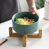 Kayak Ceramic Bowl with Bamboo Wood Stand - Smokey Cocktail
