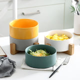 Kayak Ceramic Bowl with Bamboo Wood Stand - Smokey Cocktail