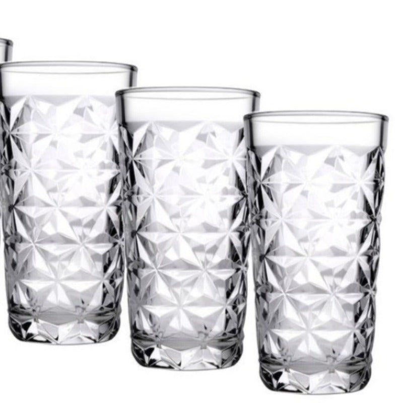 GEOMETRIC TALL CRYSTAL GLASS-SET OF 6