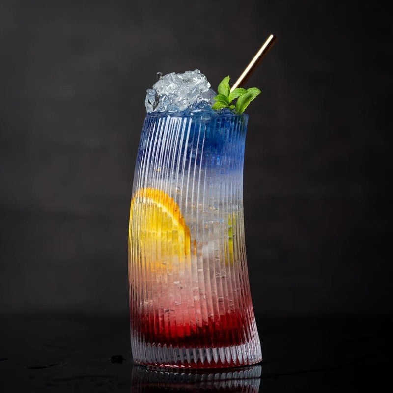 tall glass | STRIPED TALL GLASS - SET OF 2