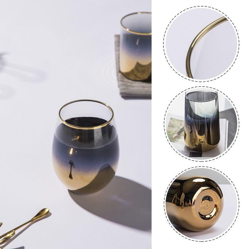 Ombre Glass With Gold Rim -Set Of 2 - Smokey Cocktail