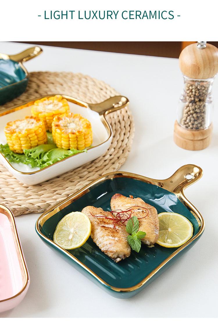 Ribbed Ceramic Platter - Smokey Cocktail