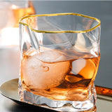 Whiskey Glasses Online| Wave Glass With Gold Rim - Set Of 2